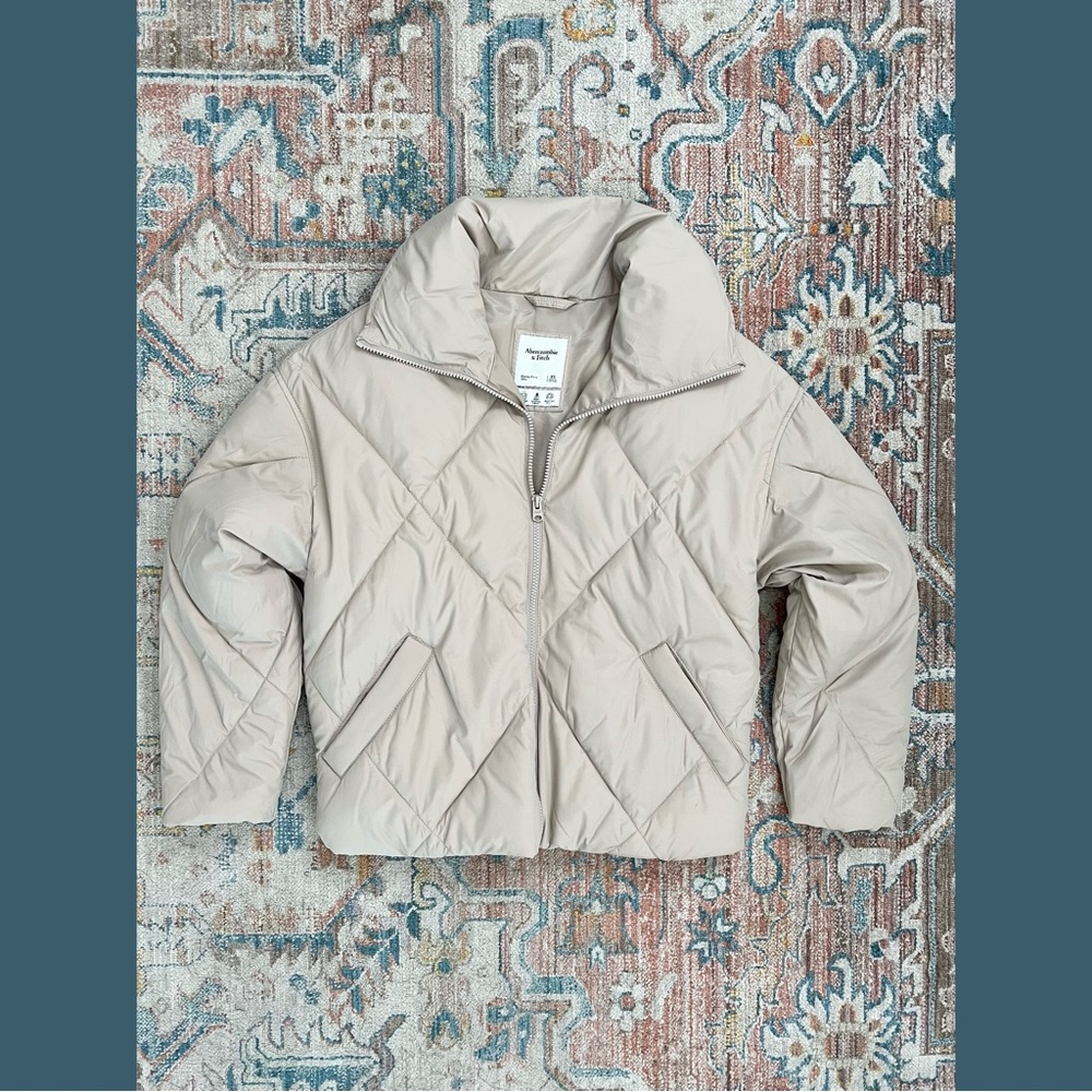 A&F Cream Puffer Jacket